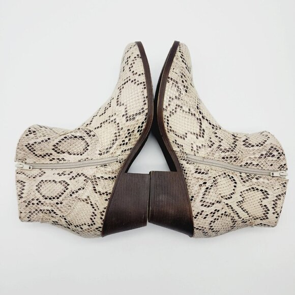 True Craft Ankle Boots Women 9-1/2 M Winnie Western Snakeskin Brown Cream - Picture 6 of 10